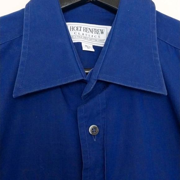 Holt Renfrew Classic Men's Botton-down Shirt 100%cotton sz 15.1/2 R in Dark Blue - Picture 4 of 11